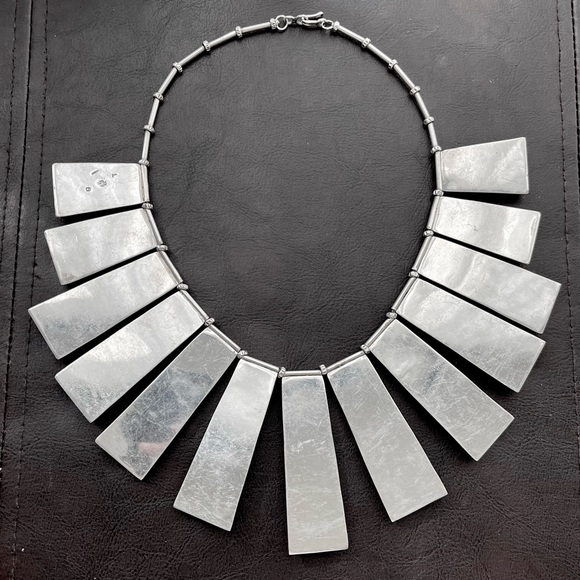 Vintage Les Baker sterling & turquoise Cleopatra style statement necklace - Picture 12 of 14